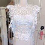 White Lace Eyelet Romantic Side Ties Top Size undefined Photo 0