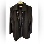 JM Collection  Black Raincoat Size Large Lightweight Classic Coat Photo 2