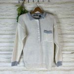 Vintage Gitano Henley Sparkle Knit Sweater White Size M Photo 0