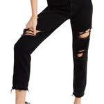 Madewell The Mom Jean Womens 29 Black Distressed Raw Hem High Waist Streetwear Photo 0