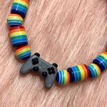 Handmade Grey Video Game Controller Colorful Rainbow Pride Beaded Bracelet Photo 2
