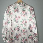 Vintage Cachet Victorian Nightgown Shiny Floral Satin Med Cottagecore Coquette Photo 5