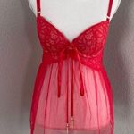 Victoria's Secret Red Lace Sheer Babydoll Lingerie Size 36C Photo 0