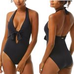 Vince Camuto NWT Tie Front Key Hole Halter One Piece Swimsuit Black Size 6 Photo 11