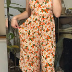 Angie  floral Romper Orange Pink Spagetti Strap Photo 0