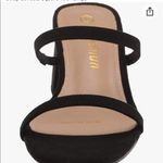 NWOB Women Low Block Heels Mules Open Toe Ankle Strap Sandals Square Toe Pumps Black Size 7 Photo 2