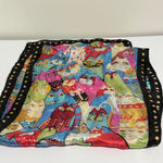 Laurel Burch 'Whiskered Cats' Silk Scarf Blue Photo 3