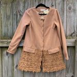 Anthropologie NWT  A’reve Tan Lace Pea Coat Jacket Photo 0