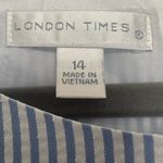 London Times Blue & White Seersucker Sheath Midi Dress Sleeveless, Size 14. Photo 2