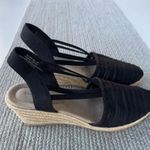 Studio Works  Millie Black Sheer Mesh and Canvas Wedge Espadrilles Sandals Size 9 Photo 4