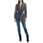 Intermix  Juliet Metallic Striped Georgette Photo 3