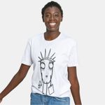 Quipster Women’s Lady Liberty Crewneck Tee in White/Black XS White Photo 1