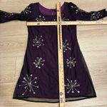 Eshakti  Women’s Sequin Tulle Shift Dress Bell Sleeve Mini Holiday Size S/6 Photo 2