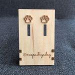 Paw Print Cut Out Stainless Steel Fashion Stud Earrings, ROSE GOLD Pink Photo 0