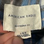 American Eagle  plaid womens large boyfriend fit blue plaid Photo 5