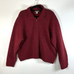 L.L. Bean Wool Blend Sweater Women XL‎ Red Knit Full Zip Fisherman Vintage Photo 0