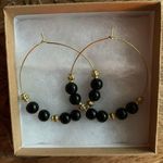 adri's Black And Gold Beaded Hoops  Photo 0