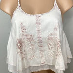 Raga New.  boho ivory/pink embroidered crop top. Small. Retails $109 Photo 0