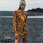 ZARA Mini Dress Womens XS Multicolor Open Back Paisley Floral 70s Psychedelic Photo 2