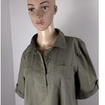 Karen Scott Dress Womens Sz M Green Cotton 1/4 Button Utility Shirt Short Sleeve Photo 10