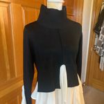 NWT, Lavishly Paris Women’s Mock Neck Two Tone Ruffle Hem Sweater Black Photo 4