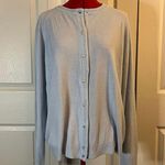 NWT Karen Scott Faux Pearl Button-Up Cardigan Light Blue L Photo 0