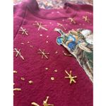 Fruit of the Loom VTG 90s Holiday Santa Red Pullover Sweatshirt L Puff Paint Photo 2