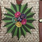 VTG 70s Acapulco Rattan Straw Woven Tote Bag Double Top Handle Floral Handmade Tan Photo 6