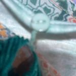 One World Pretty Color Wash Tee W/Detachable Paisley Scarf Small Bluish Green White Tee Photo 11