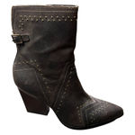 DONALD J. PLINER Vegas Brown Leather Studded Heeled Boots Size 7 Photo 0