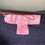 Lilly Pulitzer 100% Linen Hooded Pullover Lightweight Kangaroo pocket navy solid Photo 6