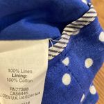 J.Crew  Linen Polka Dot Lined w Pockets Elasticated Waist Ribbon Tie Blue White 8 Photo 6