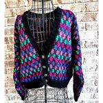 Best American Clothing Co Cardigan Medium Wool Blend Black Geometric Vin… Size undefined Photo 0