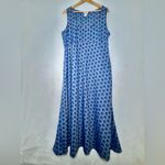 Sundance Blue Cotton Chambray Floral Stamp Boho Western Dress Women Sz 14 Photo 1