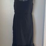 Velvet Torch  Black Ruffled Sheath Midi Dress Photo 0