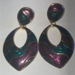 Berebi Vintage Colorful Shimmer Enamel Statement Earrings Purple Photo 0
