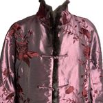 Buttons Embroidered Asian Style Coat Jacket M Purple Rabbit Trim Frog  Pockets Photo 1