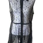 Hot Topic  Women's Black Sheer Goth Moon Print Nylon Large Photo 0