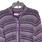 Croft & Barrow  Snap Button Cardigan Sweater Knit Purple Striped Women's Large‎ Photo 1