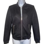 TROUVE Black Textured Bomber Jacket Full Zip Pockets EUC Size XS Photo 0