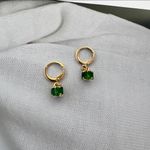 Green Crystal Dangle Drop Earrings for Women Gold Photo 1