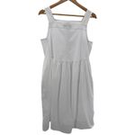 Everlane  White Seersucker Midi‎ Dress M Cotton Sleeveless Resort Wear Vacation Photo 9