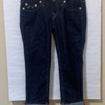True Religion WLHJ58FE2 Americana Chain Dark Rinse Rolled Capri Jeans $209 EUC 28 Photo 2