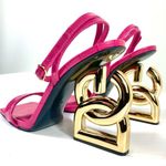 Dolce & Gabbana Logo DG Heels Sandals Croc Leather Shoes 38 NEW Photo 3