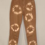 PacSun Mom jeans high rise tan with white tie dye circles 28 Photo 0