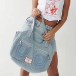 True Religion denim horseshoe tote bag purse shoulder bag satchel NWOT Photo 0