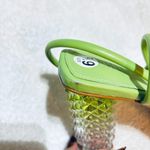 Schutz Women’s Mayte Lime Green Leather Acrylic Block Heel Sandal size 6.5 Photo 9