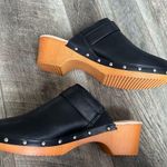 MIA  Milpu Swedish Wood and Vegan Leather Clogs Size 10 Mules Black Shoes NWOT Photo 5