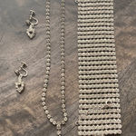 The Vintage Shop 1960’s RHINESTONE cuff Bracelet NECKLACE screw back Earrings set stunning Photo 0