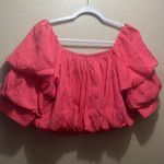 DO+BE  Vibrant Pink coral Layered Sleeve Crop Top Photo 1